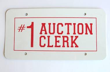 #1 Auction Clerk License Plate
