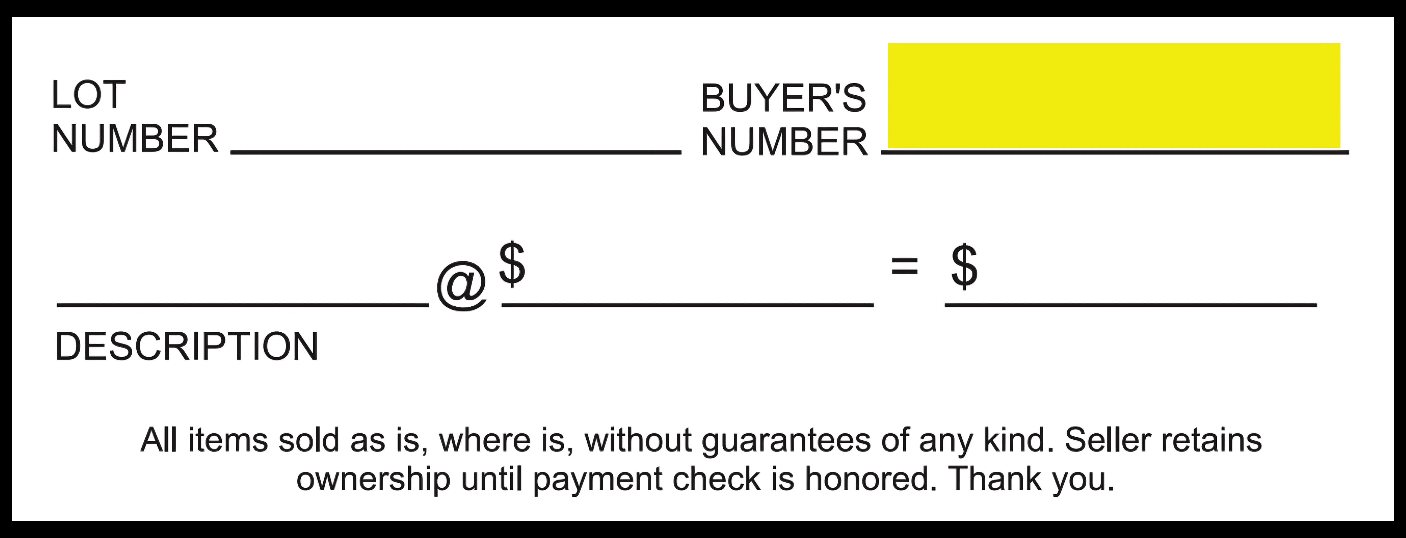 12 Ticket Clerk Sheets - Style C (100/Pack)