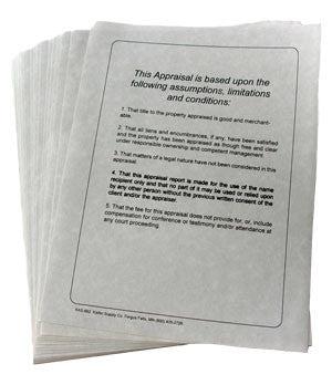 Appraiser's Limitation & Condition Page (50/Pack)