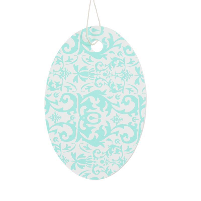 Aqua Oval Damask Tag - (100/Box) 2 Sizes