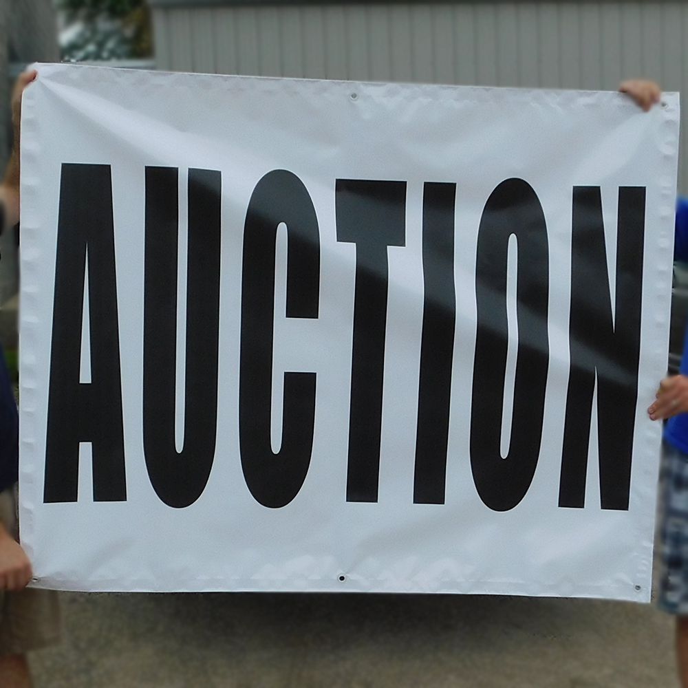 Black on White “Auction” Banners (4' by Several options)