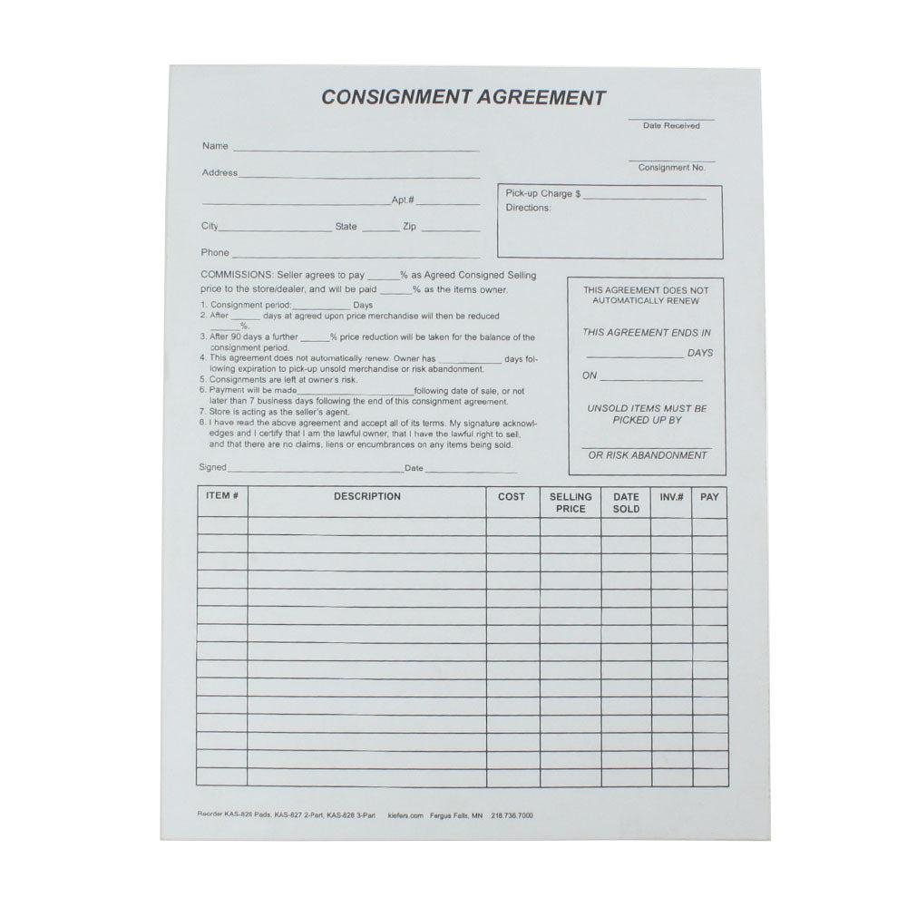 Consignment Agreement (1 or 2-Part)