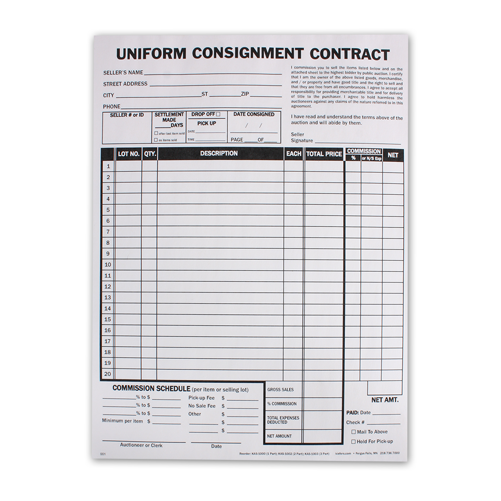 Detailed Consignment Form, 3 part (100/pack)