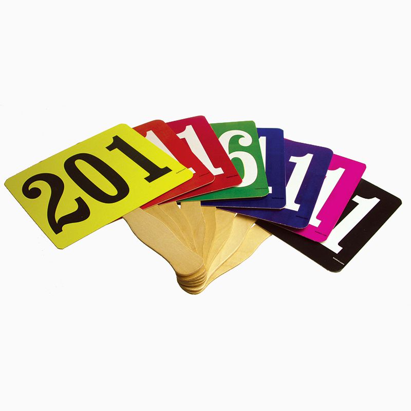 Individual Numbered Bid Paddles with Colored Background