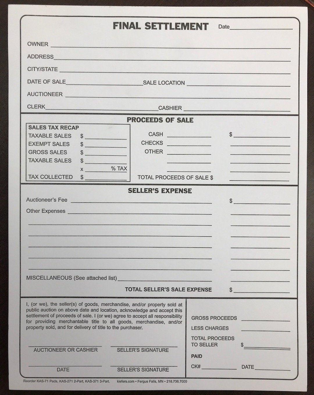 Final Statement Form (1, 2 or 3 part) Stock or Custom