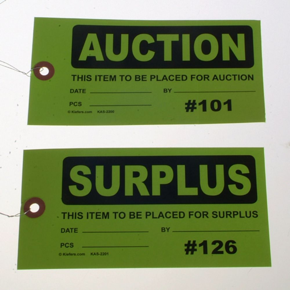 Hi-Vis AUCTION or SURPLUS Numbered Tags (Pack of 200) wired