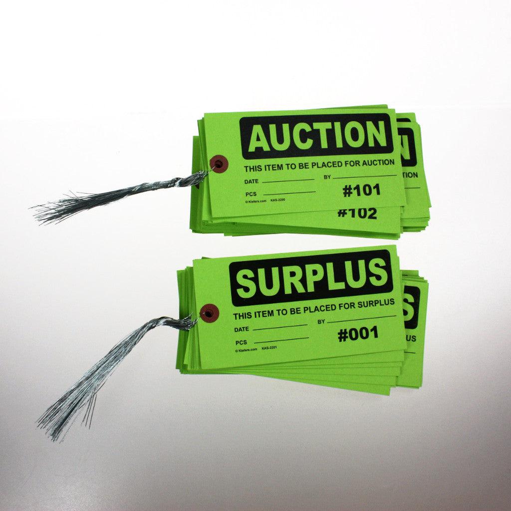 Hi-Vis AUCTION or SURPLUS Numbered Tags (Pack of 200) wired