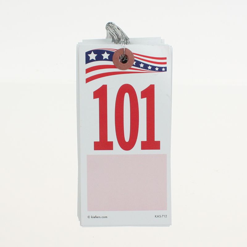 Patriotic RWB Jack Tag, #5, Wired (500/Box) 1 or 2-Sided