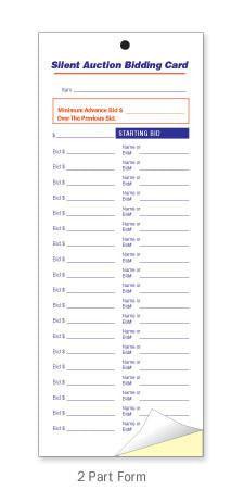 Silent Auction Bidding Slip (size is 4-1/4" x 11") 1 or 2 part