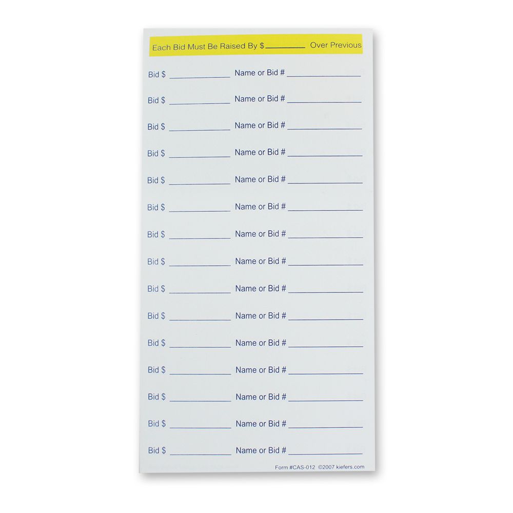 Silent Auction Item Bidding Slip ( Size is 4-1/4" x 8-1/2")