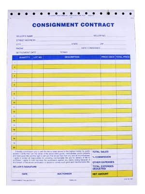 Standard Consignment Form, 3 part (100/pack)