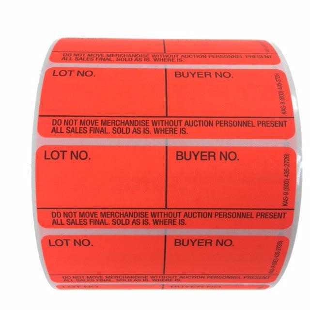 Style 9 Fluorescent Red Lotting Labels - Super Stick (1000/roll)