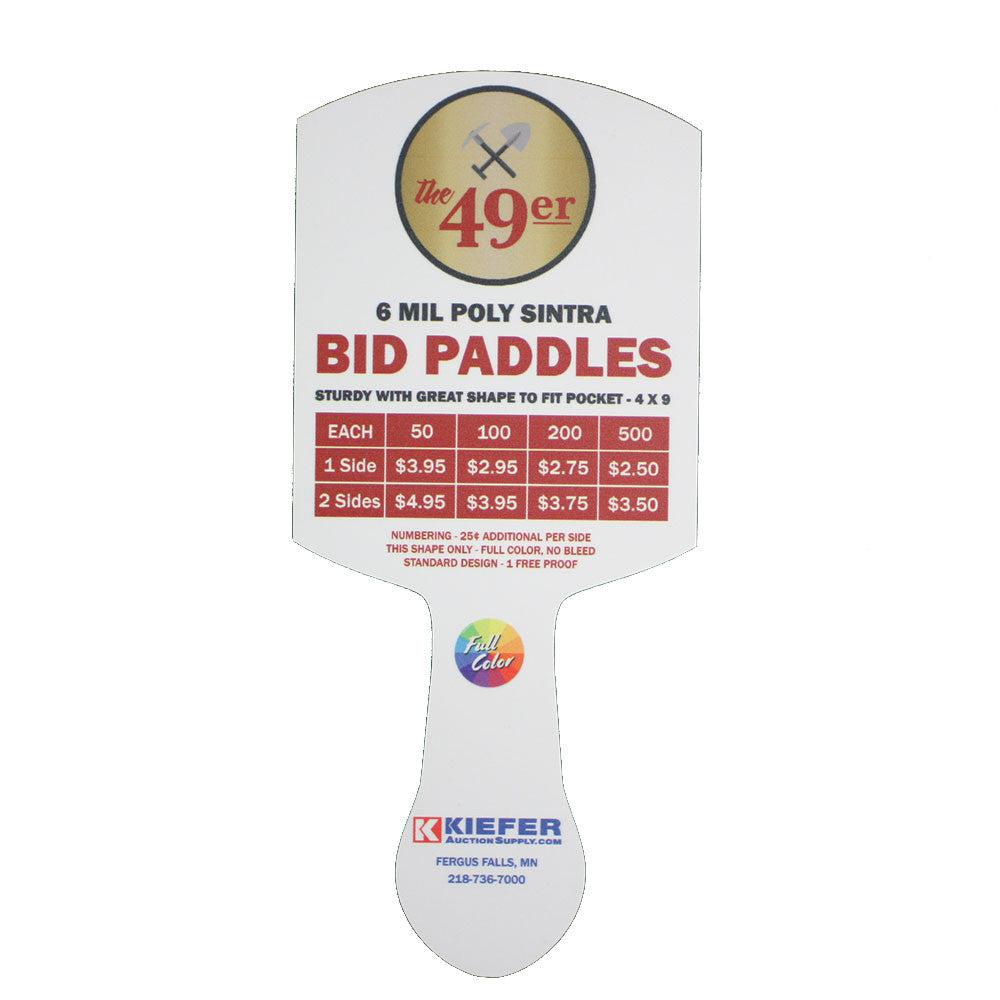 The '49er' Heavy Plastic Bid Paddle, Full Color (Min 50)