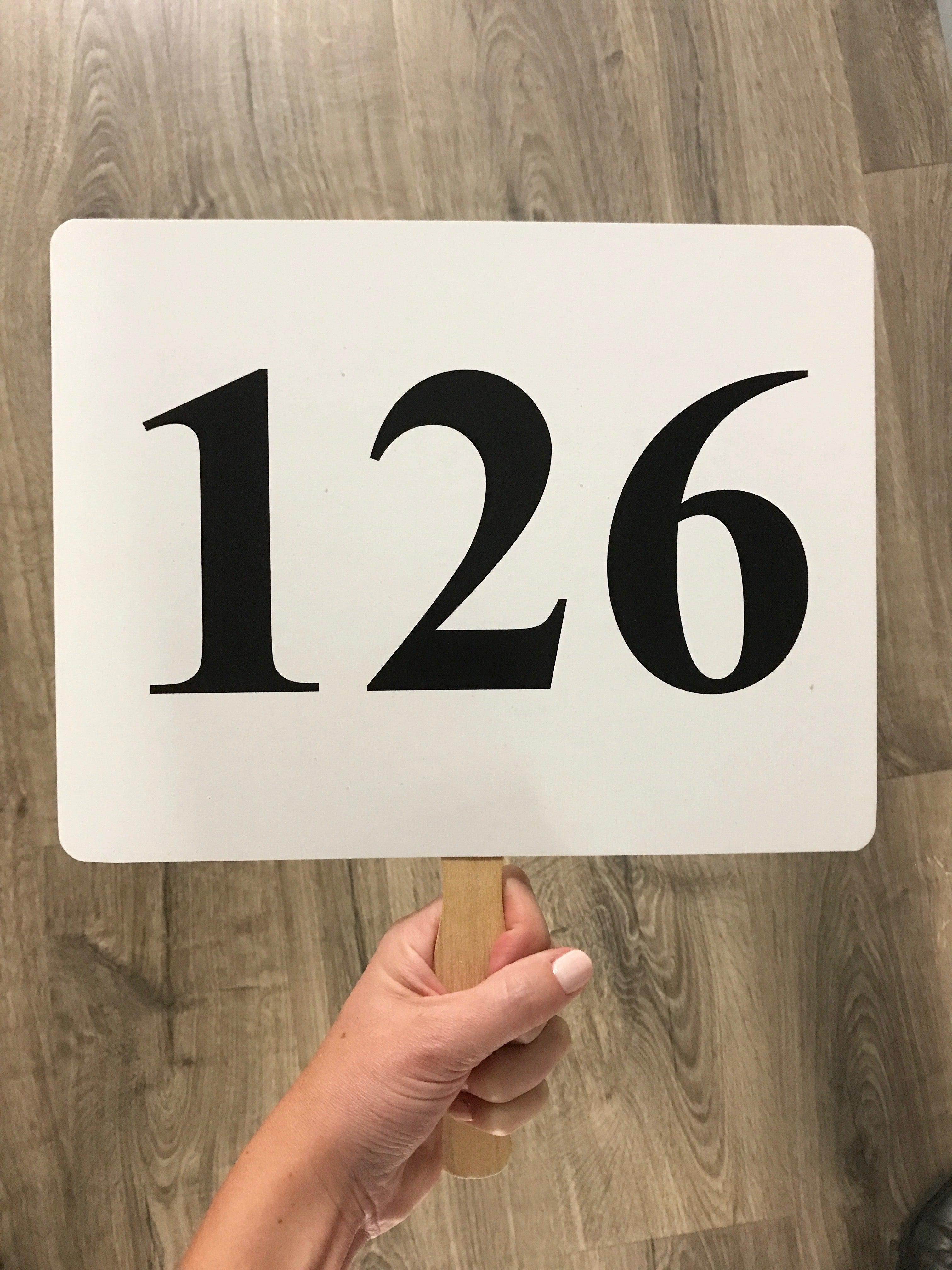 Auction Paddles with Numbers | Bid Paddle Set | Kiefer Auction Supply