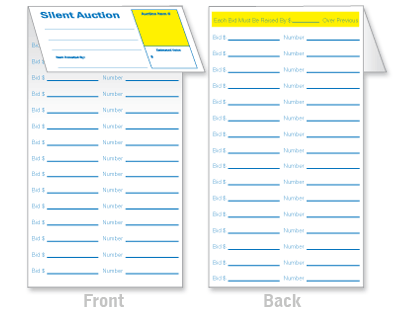 Silent Auction Bidding Card