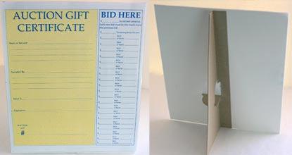 10 Auction Gift Certificate w/ Bidding Easels