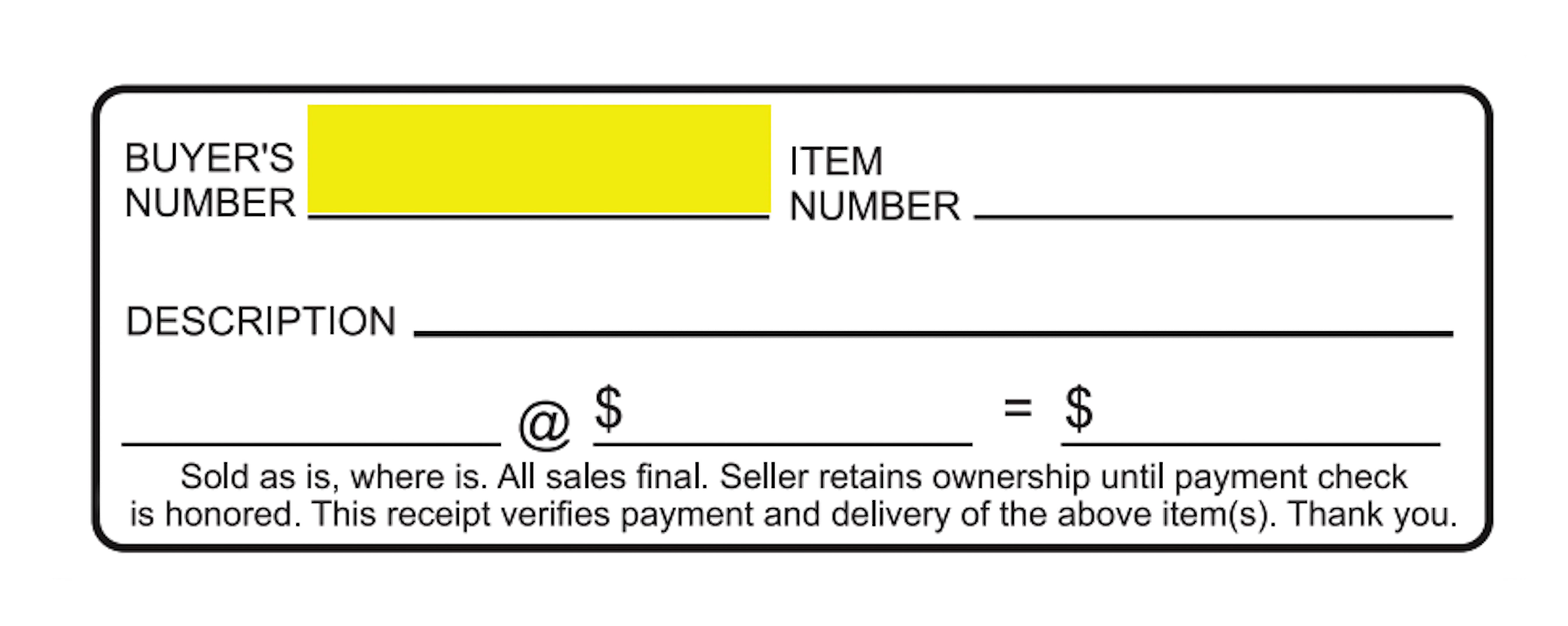 12 Ticket Clerk Sheets - Style A w/ Custom Backside Print (500/Pack)