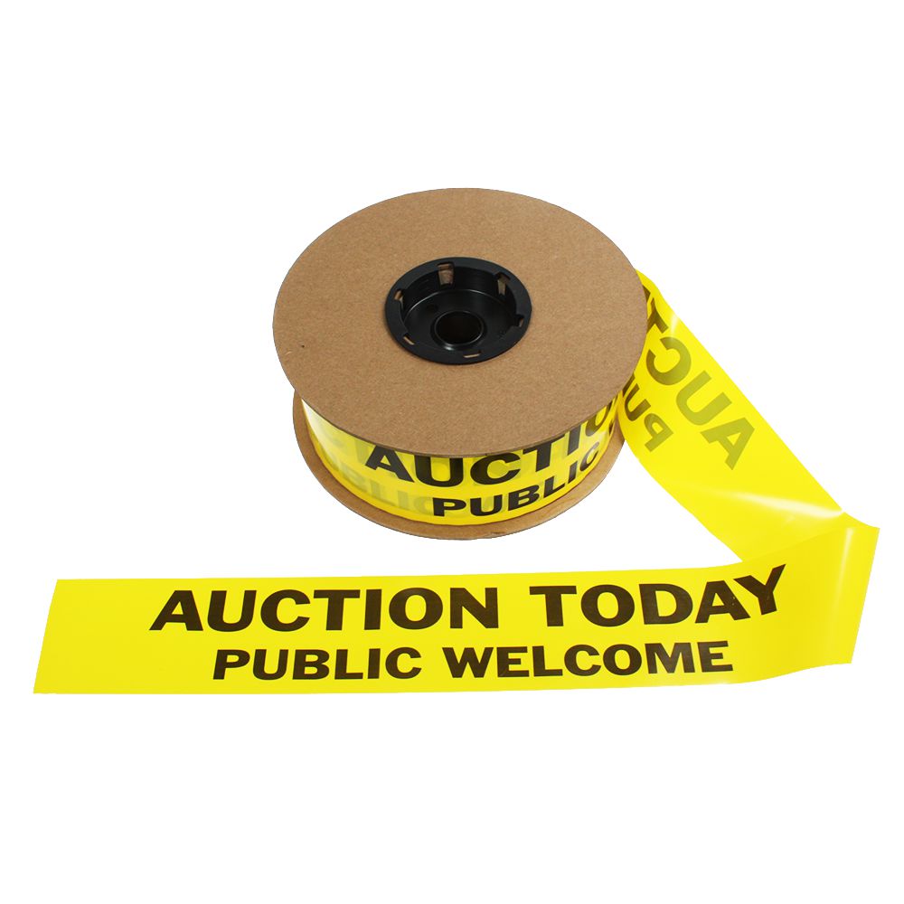 "AUCTION TODAY Public Welcome" - Barricade Tape - 2 Lengths