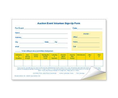 Auction Event Volunteer Sign-Up Form (25/Pack)