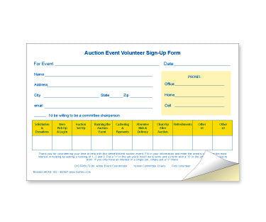 Auction Event Volunteer Sign-Up Form (25/Pack)