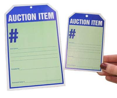 Auction Item Display Tags - (50/Pack) 2 Sizes