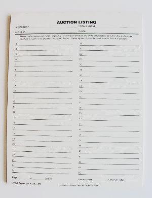 Auction Listing Form (1 or 2-Part)