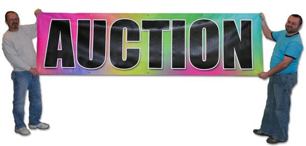 Black on Multicolor “Auction” Banners (3' by Several options)