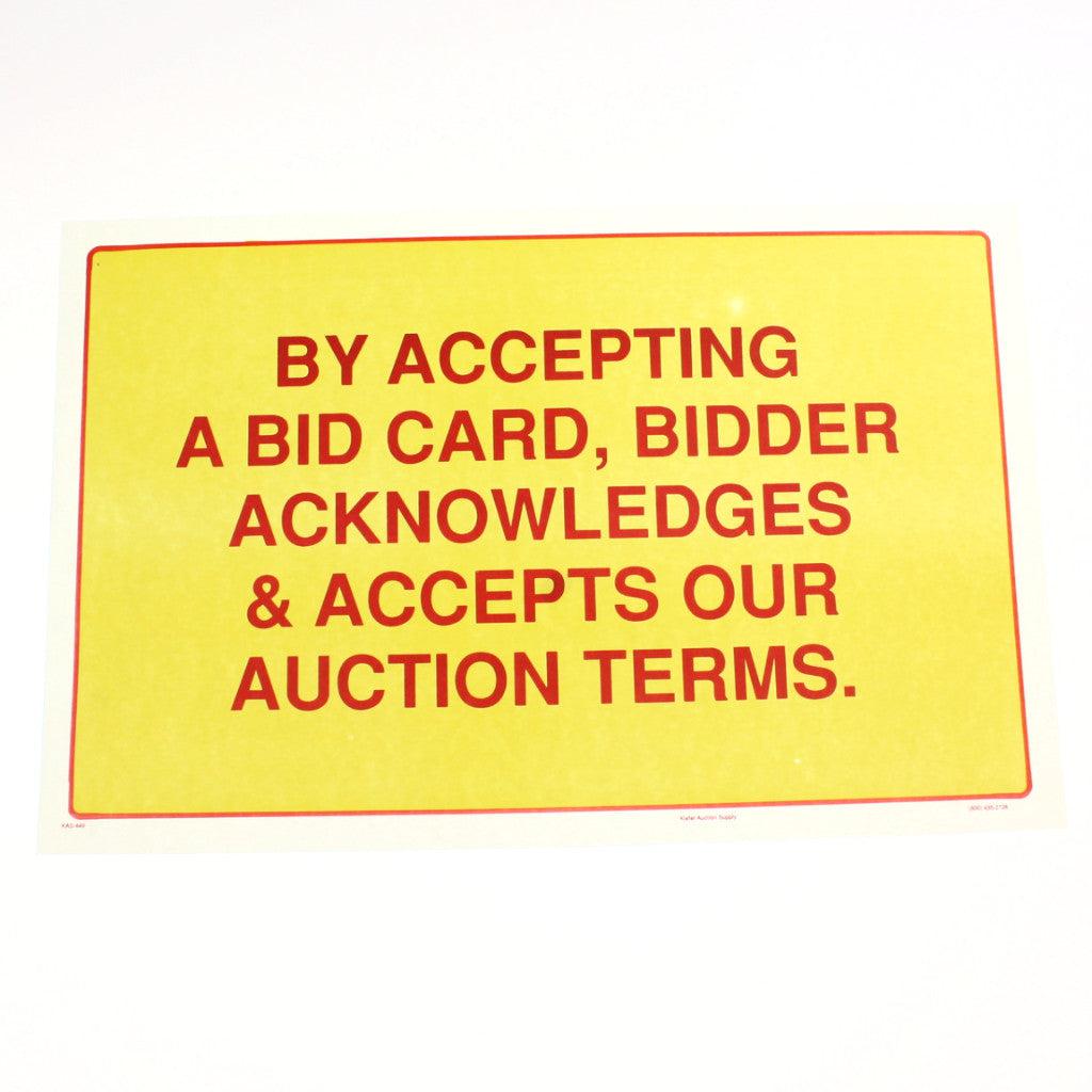 "By Accepting A Bid Card" - 11" x 17" Laminated Sign