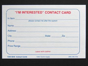 Clearance Contact Cards - 500/Pack