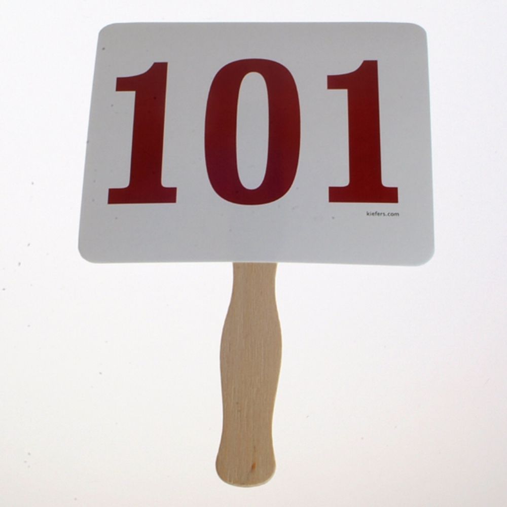 Colored Number Bid Paddles - Stock (100/Pack)