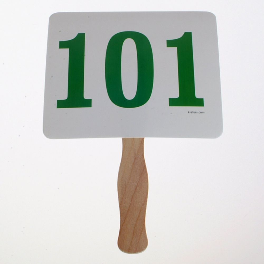 Colored Number Bid Paddles - Stock (100/Pack)