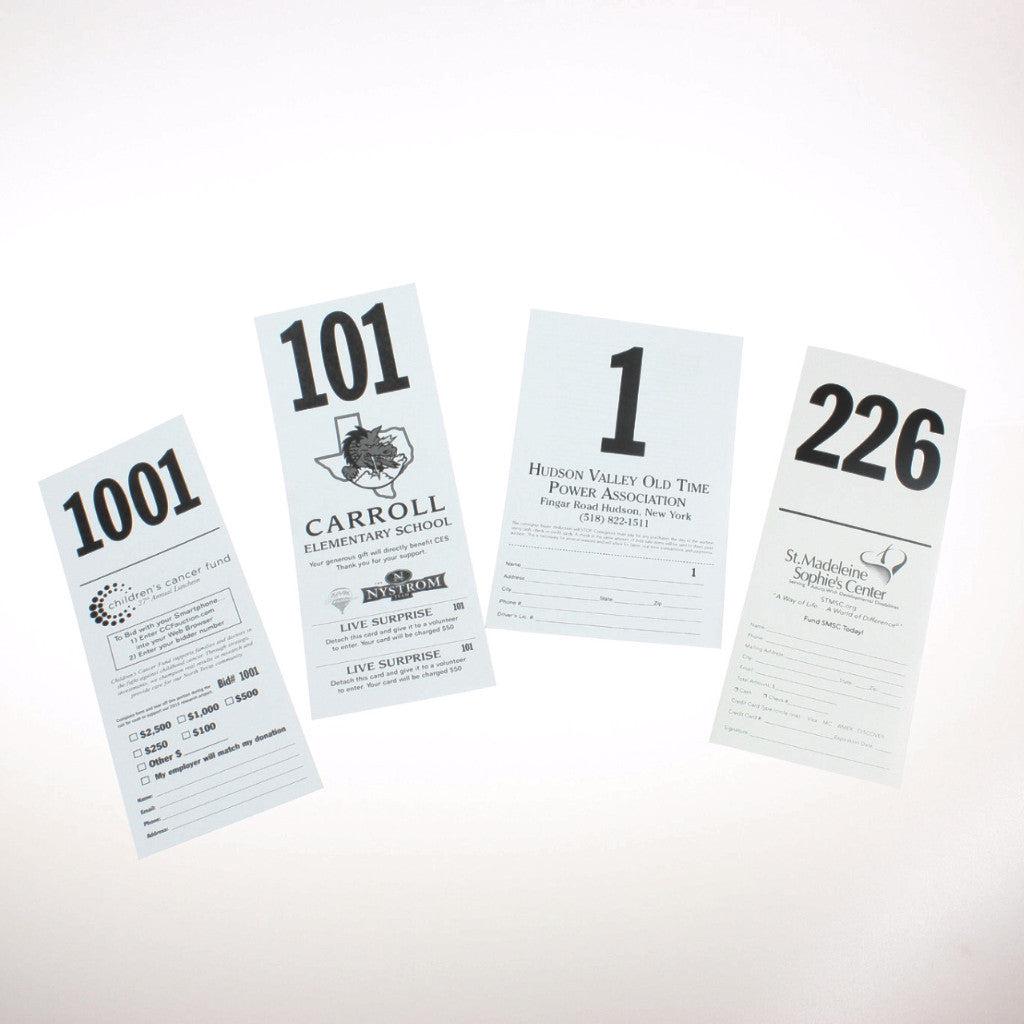 Custom 1/2 Page Bid Card, Black Ink, Numbered (1000)