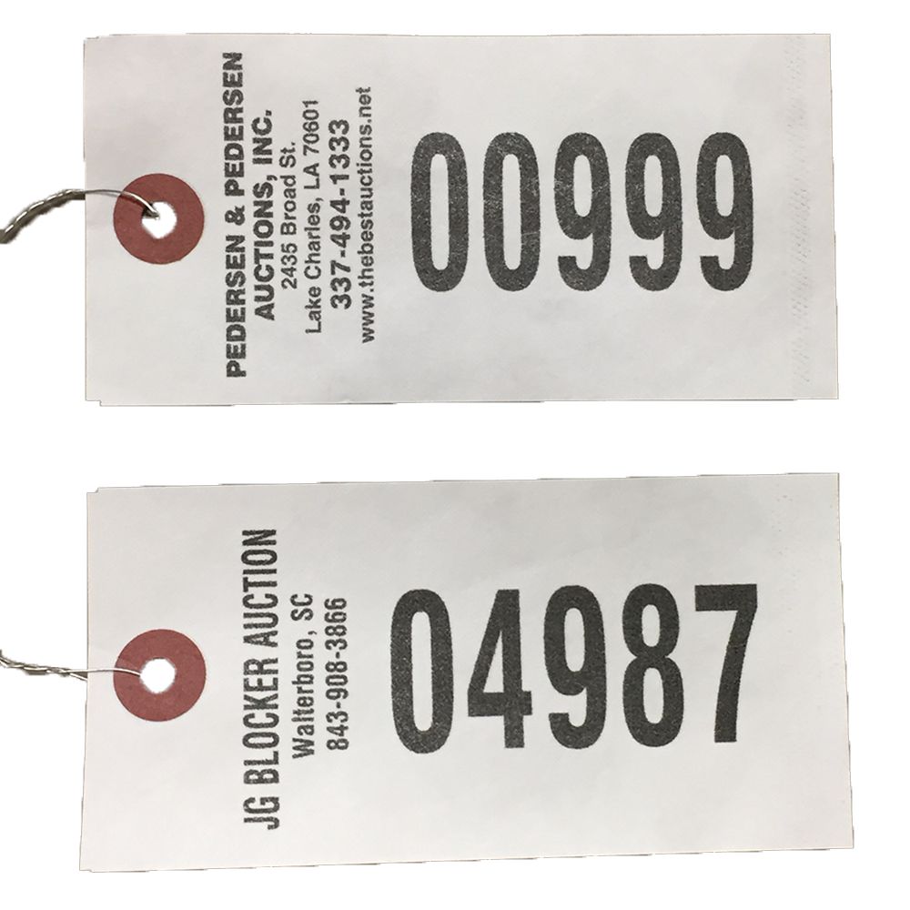 Custom #5 Numbered Tuff Tags, Wired (Min. 5000) 2 sided