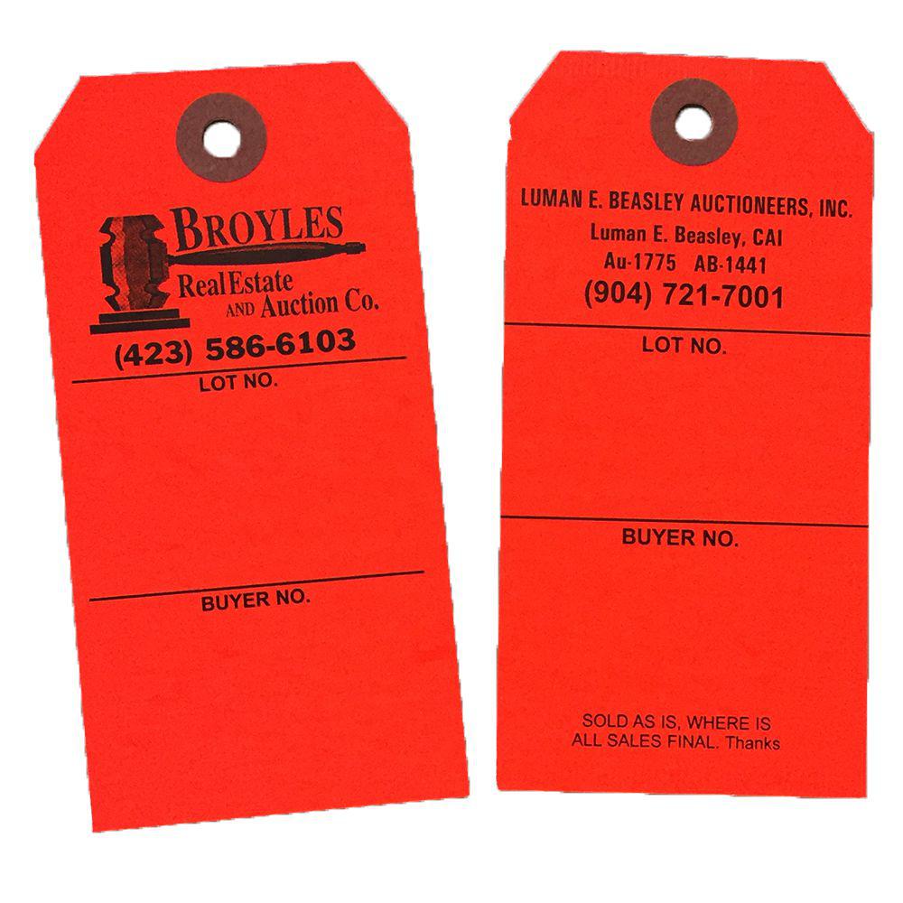 Custom Size #5 Fluorescent Red Tags (1000/pack)