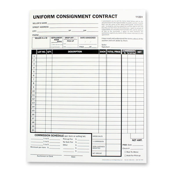 Consignment Forms | Standard Consignment Agreement
