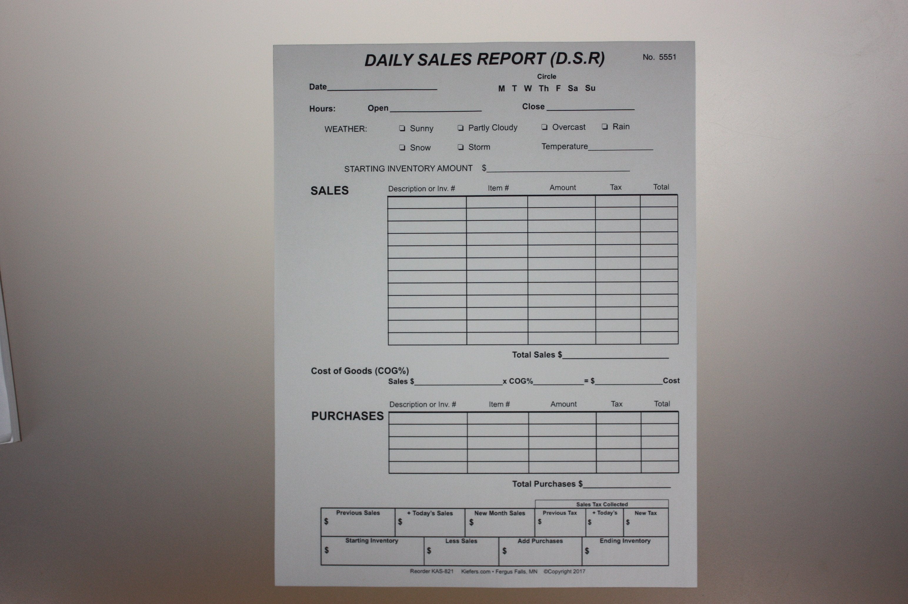 Daily Sales Log (50 per pack)