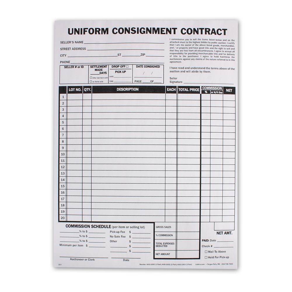 2-Part Detailed Consignment Form (100/Pack)