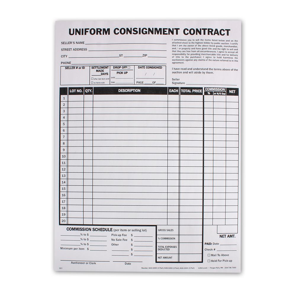 Detailed Consignment Form, 3 part (100/pack)