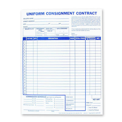 Consignment Forms | Standard Consignment Agreement
