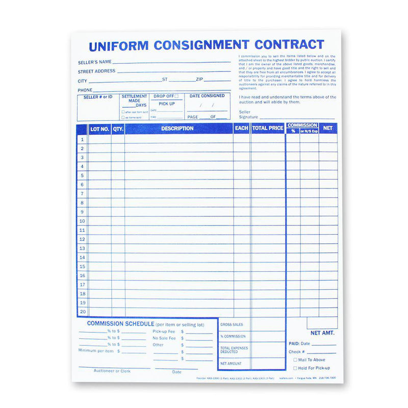 Consignment Forms | Standard Consignment Agreement