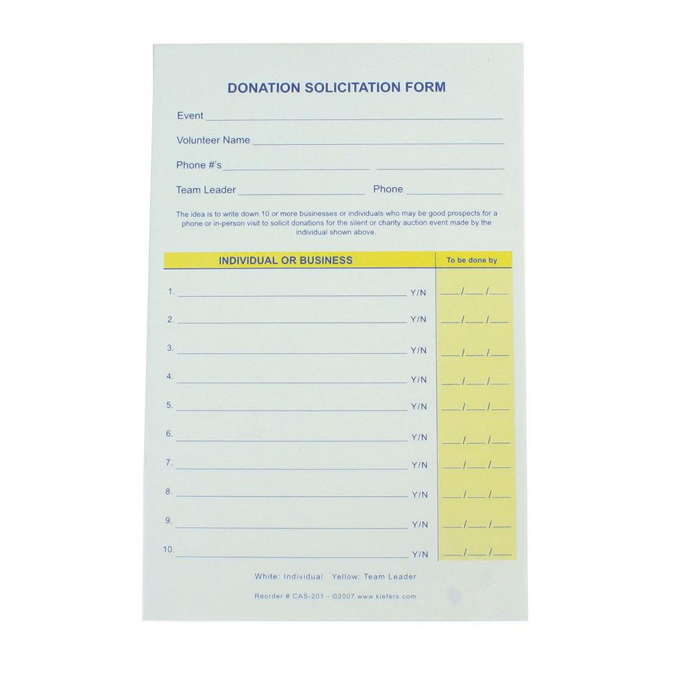 Donation Solicitation Form, 1 or 2 Part (25/pack)| Form| 2 Part Form
