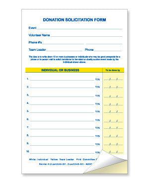 Donation Solicitation Form, 3 Part (25/pack)