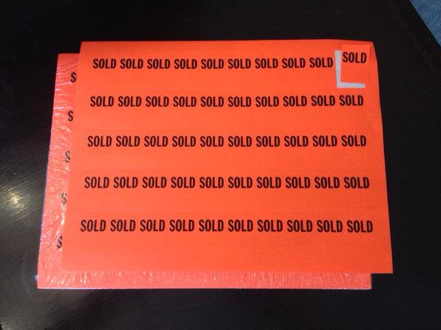 Fluorescent Orange "Sold" 1" x 1-1/2" Labels (1000/pack)