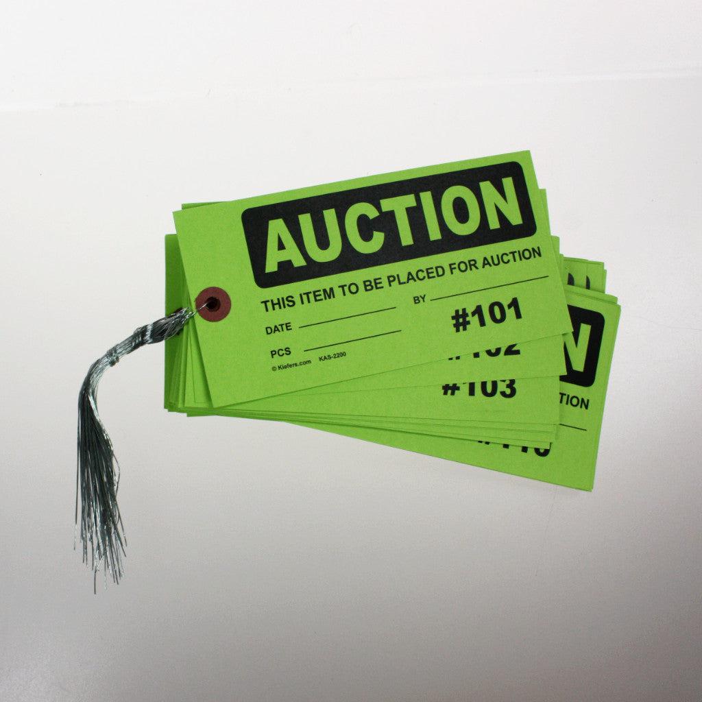 Hi-Vis AUCTION or SURPLUS Numbered Tags (Pack of 200) wired