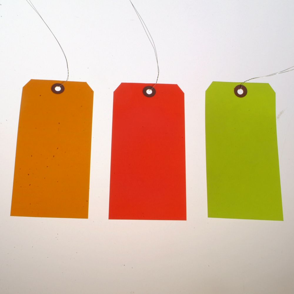 Hi-Vis Blank #8 Lot Tags, wired (1000/Box) 3 colors