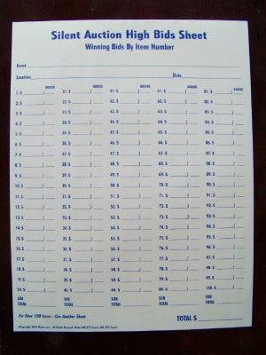 High Bid Sheets (10 sheets/pack) 2 or 3 part