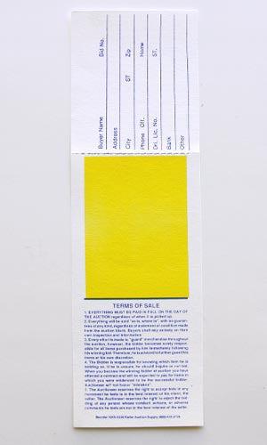 Long Bid Card, Middle Yellow Square (500/pack)