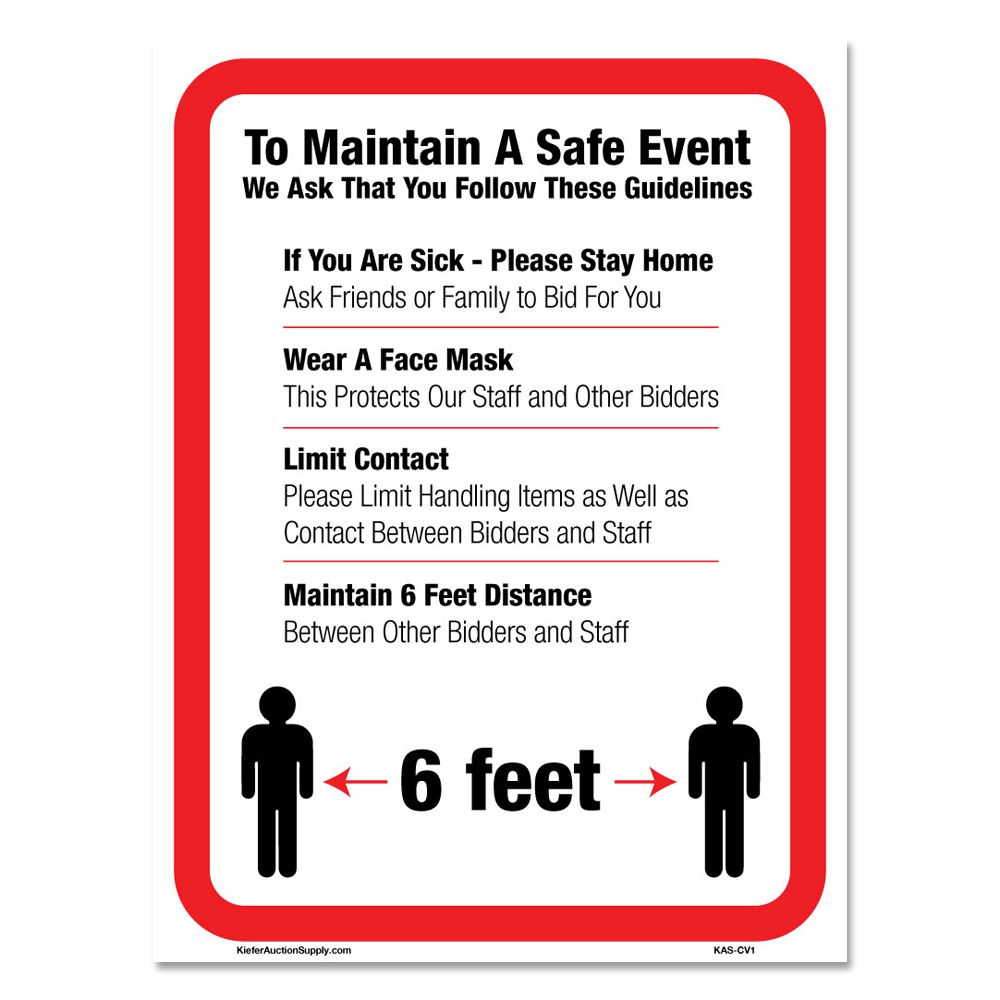 NEW Social Distancing/Covid Auction Conduct Signs (Pack of 3)