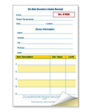 On-Site Numbered Donation Intake Receipts (25/pack) 2 or 3 part