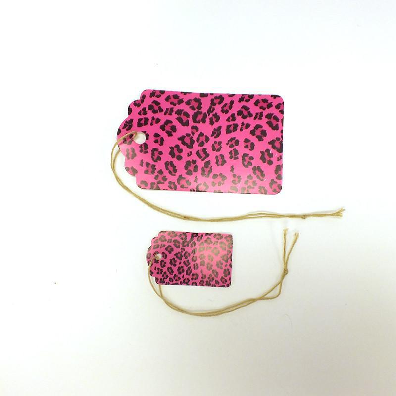 Pink Leopard Tag (Box of 100) 2 Sizes